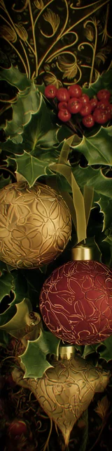 Free printable Christmas bookmarks of dark themed Christmas ornaments